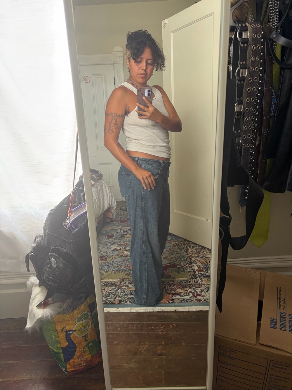 Low-Rise Wide Leg Women's Jeans in Dark Blue